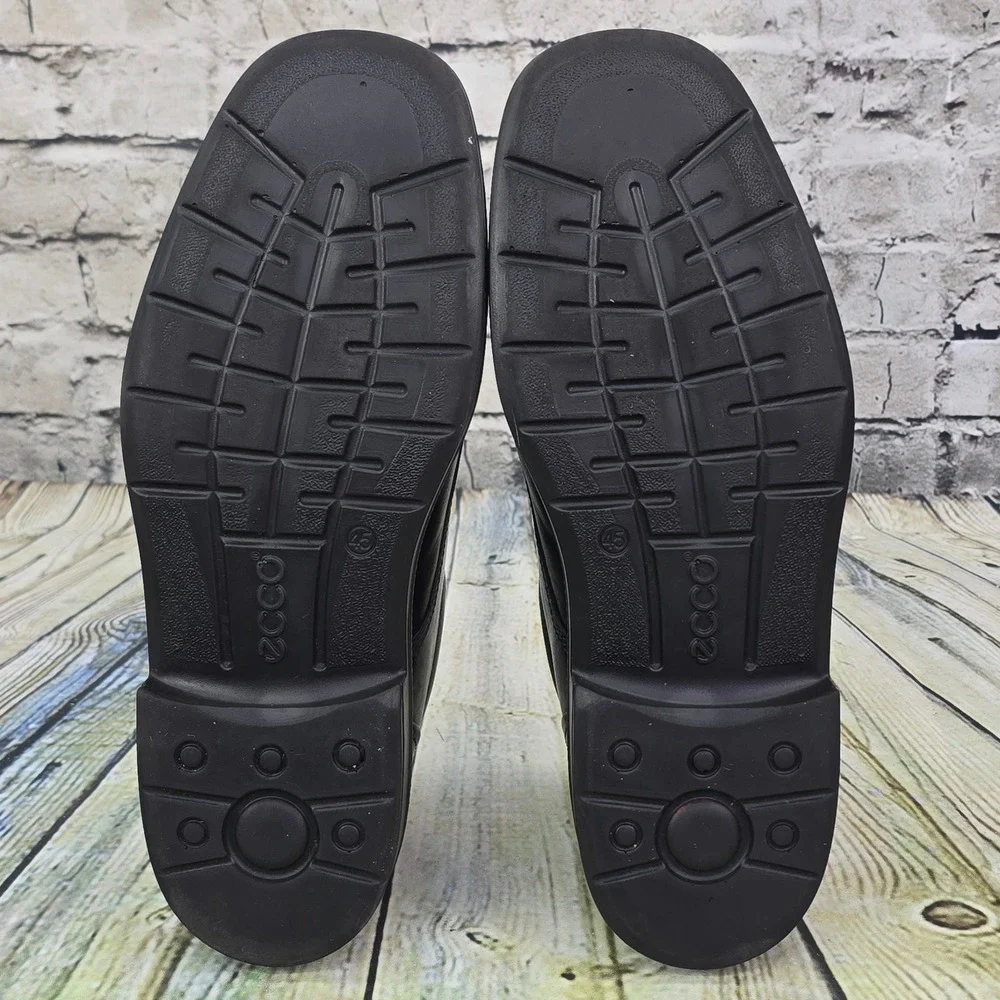 ECCO Helsinki Bicycle Toe Oxford Mens 45 11 Black Leather Dress Shoes Comfort